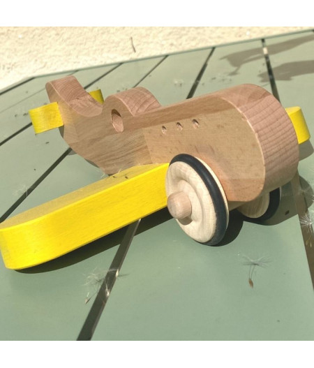 avion - jaune - bois - fraise et bois - made in france - enfant - jouet