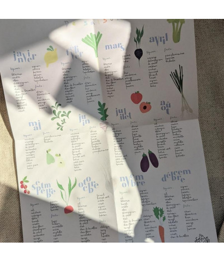 Kit de culture à l'Ombre du Soleil. Calendrier des saisons et des fruits et légumes.