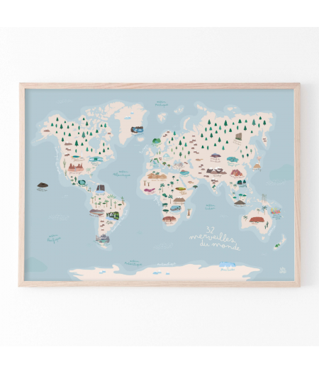 Planisphère du monde & livret d'exploration - affiche carte du monde - Papier curieux