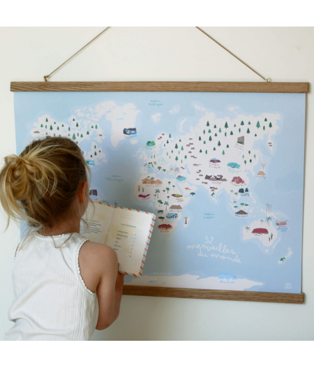 Carte du monde & livret d'exploration - affiche Papier curieux