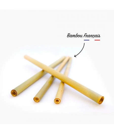 Lot de 4 pailles en bambou made in France - production locale Le petit carré français