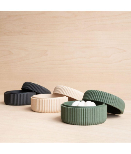 Pot à savon 3 couleurs en bois recyclé et bio plastique - Minimum design