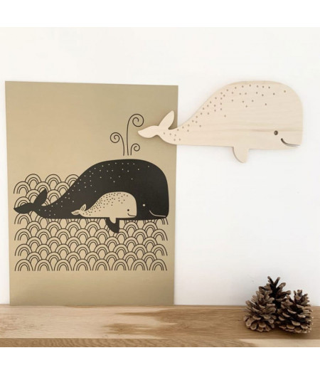 Décoration murale en bois pour chambre d'enfant – modèle Baleine Les petites hirondelles