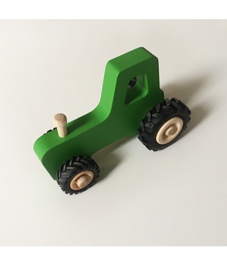 Joli jouet en bois tracteur vert