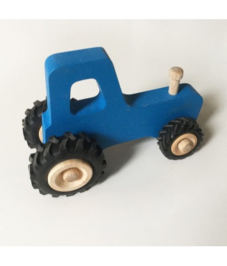 Tracteur en bois bleu made in france