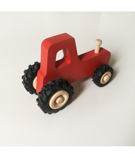 Jouet en bois 3 ans tracteur rouge