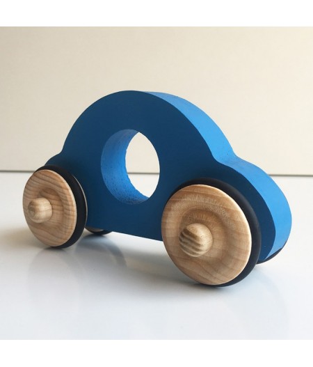 Jouet en bois petite voiture bleue