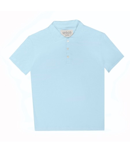 T-shirt tricoté en lin bleu