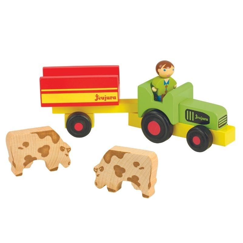 Tracteur et remorque - jouet en bois