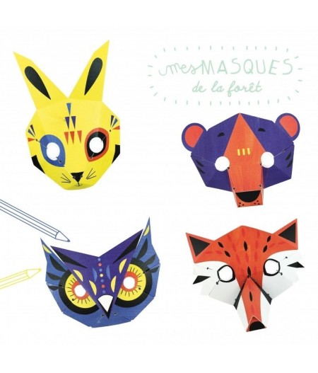 Kit créatif de 4 masques à colorier dès l'âge de 6 ans