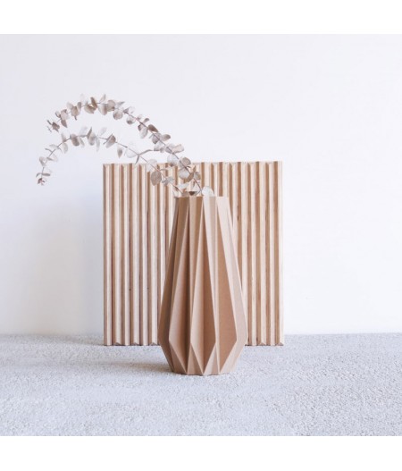 Vase en bois naturel pour fleurs séchées Origami - Écoresponsable et made in france - cadeau fête des mères