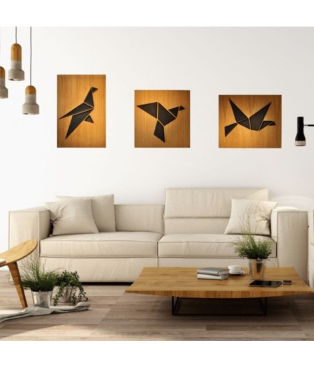 Décoration murale en bois Oiseau Origami