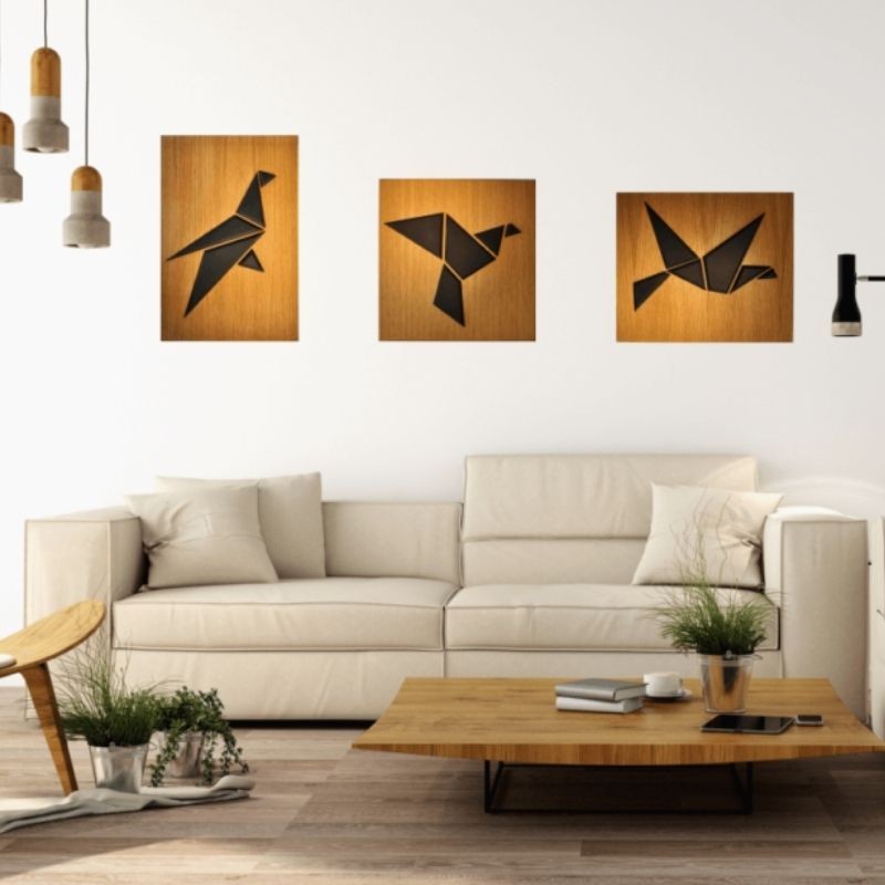 Décoration murale en bois Oiseau Origami