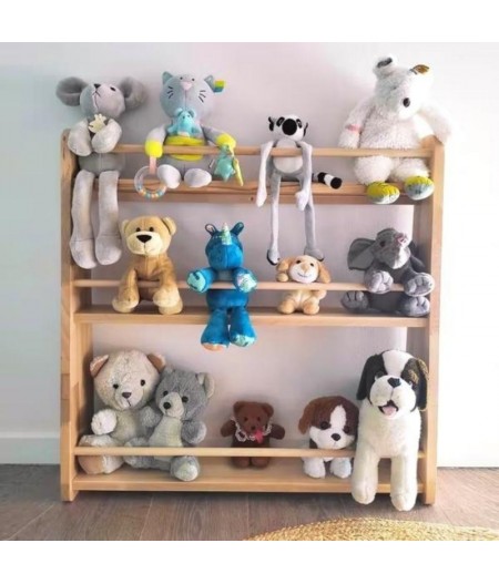 Bibliothèque Montessori en bois pour enfant Madeleine doudou peluche